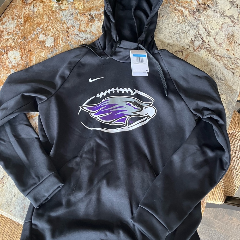 Mens Nike University of Wisconsin Whitewater Warhawk football hooded sweatshirt